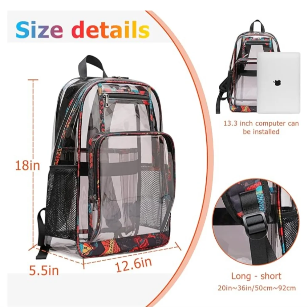 AUOBAG Transparent Multicolor Backpack - Picture 3 of 6